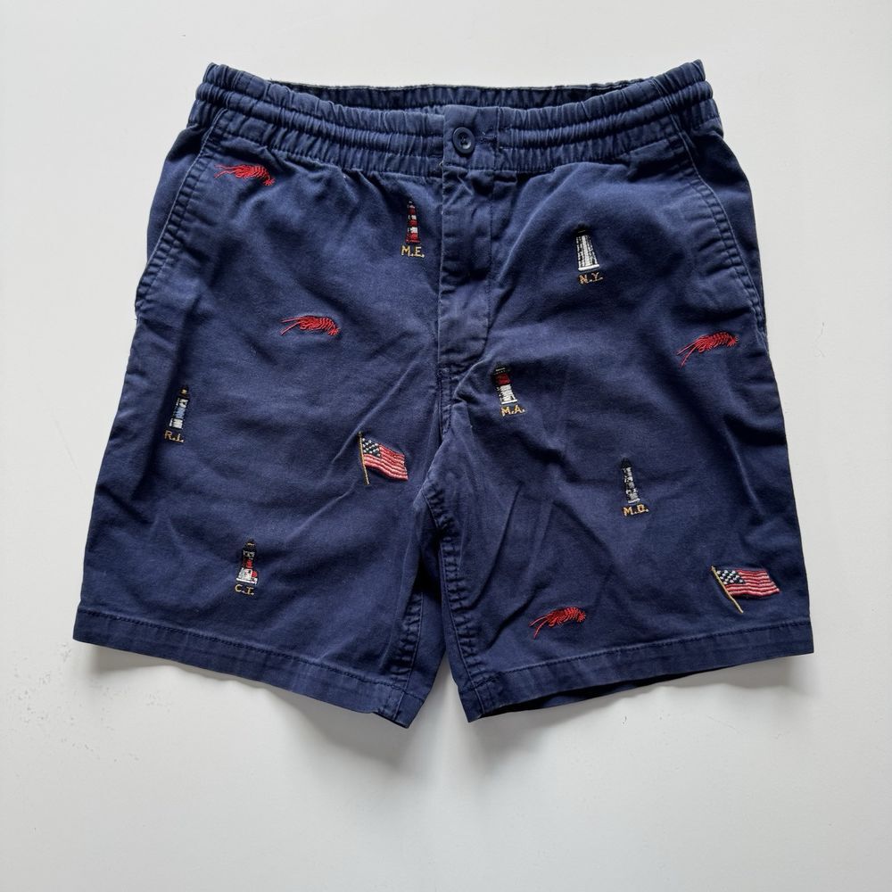 Polo Ralph Lauren Prepster Chino Short Boys 12 Nautical Boating Kids USA Flag